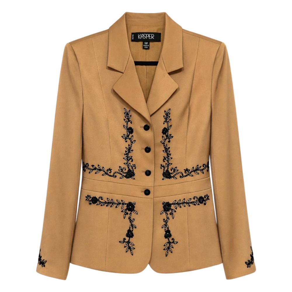 Vtg Kasper Western Equestrian Embellished Blazer Womens Size 14P Retro Revival